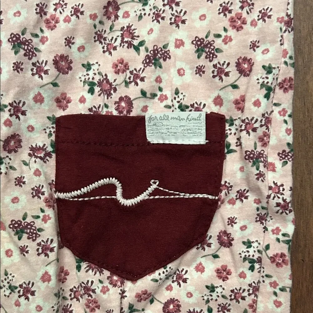 7 For All Mankind Floral Burgundy Kids Footie One Piece, Size 3-6 Months